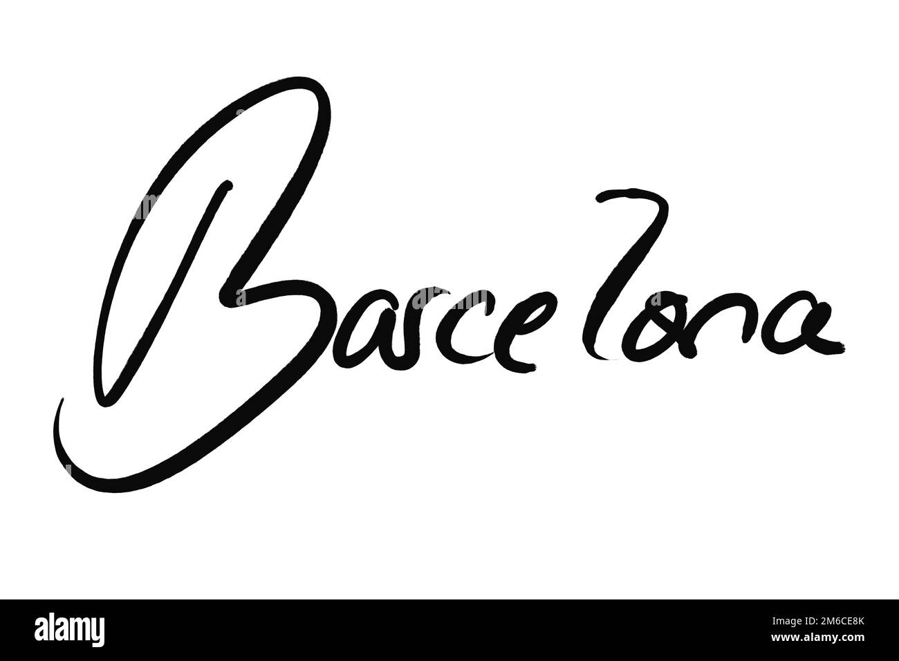 nome della città scritto a mano nero su bianco Foto Stock