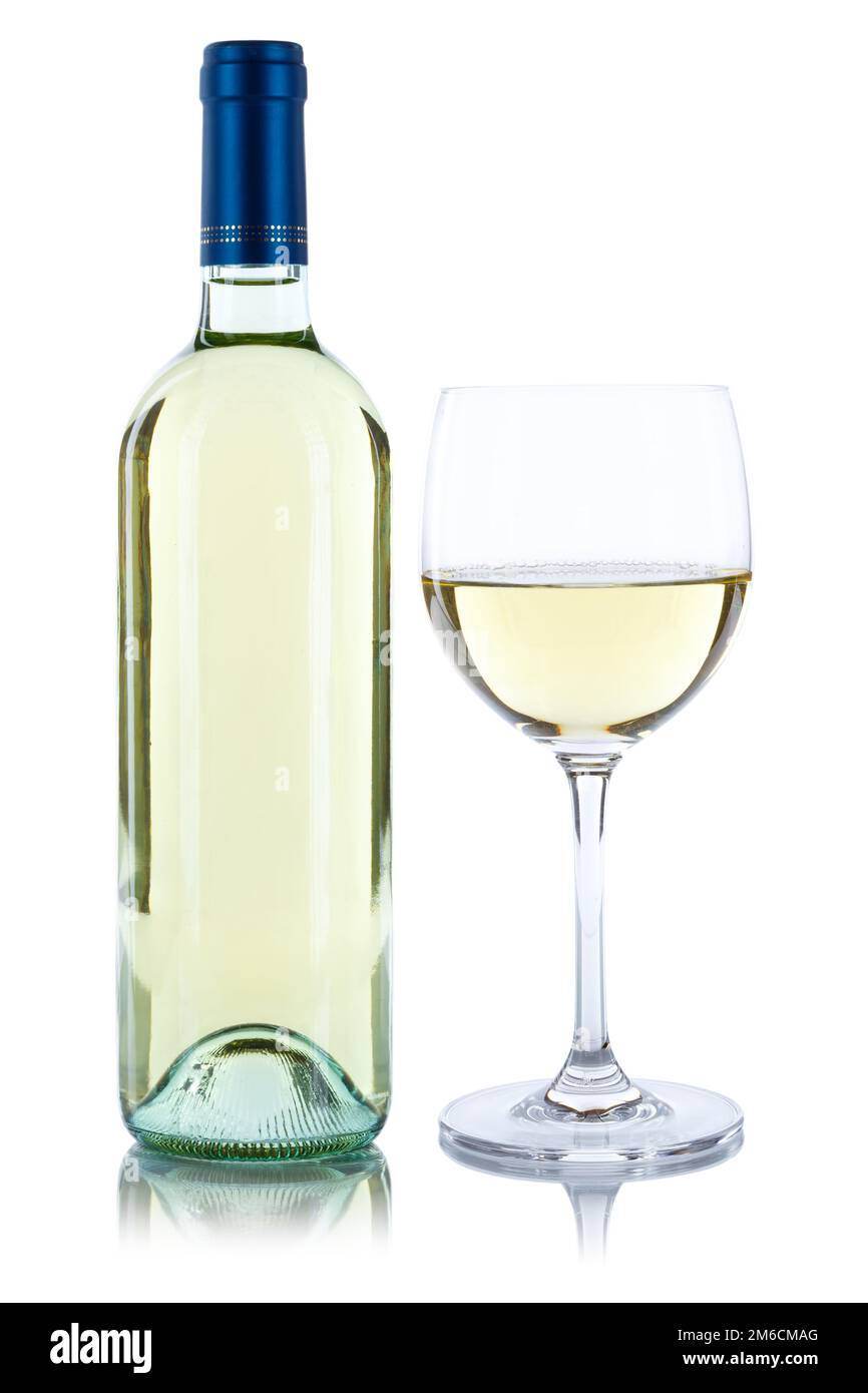 Vino bottiglia vino vetro vino bottiglia vetro vino bianco vino bianco alcool esentato esempio Foto Stock