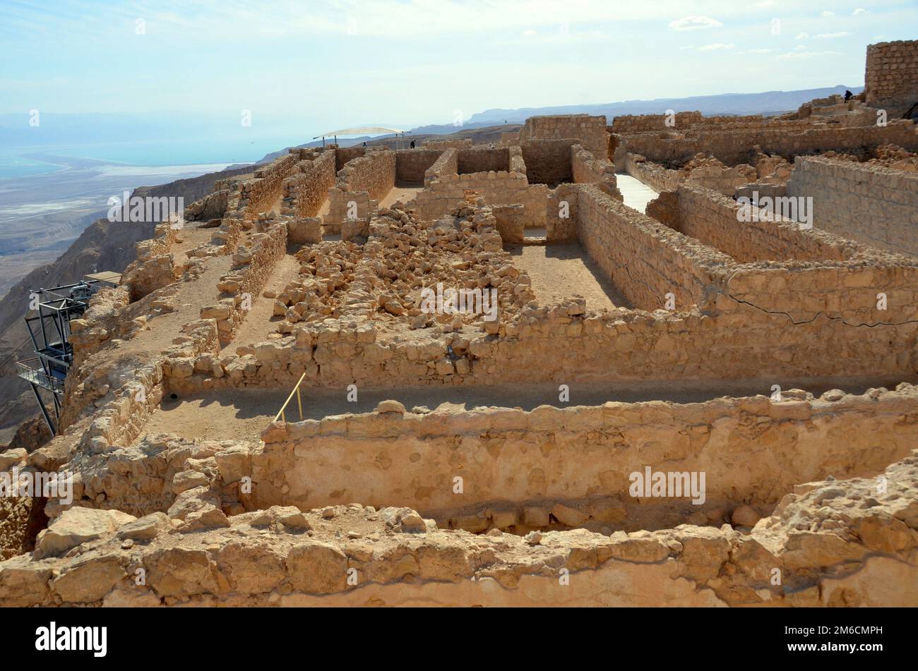 Masada National Park in Israele con il Mar Morto sullo sfondo Foto Stock