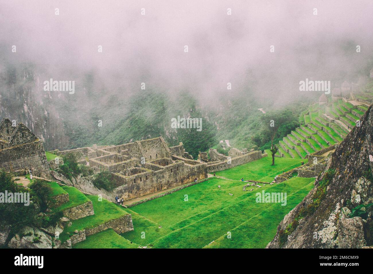 Nebbia al Machu Picchu. Il Perù. N. persone. Foto Stock