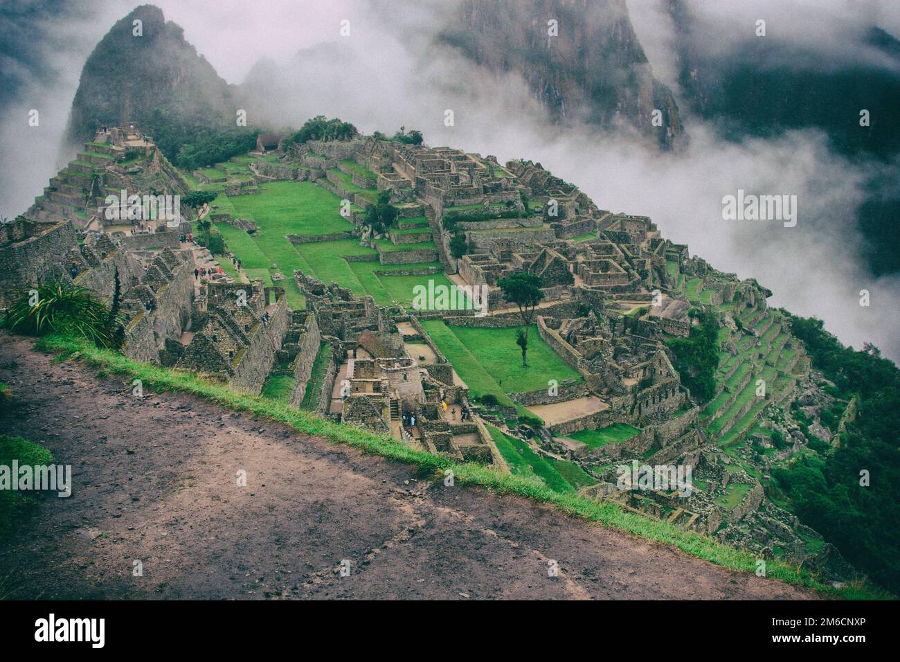 Panorama di Machu Picchu, Perù, Sud America. Foto Stock