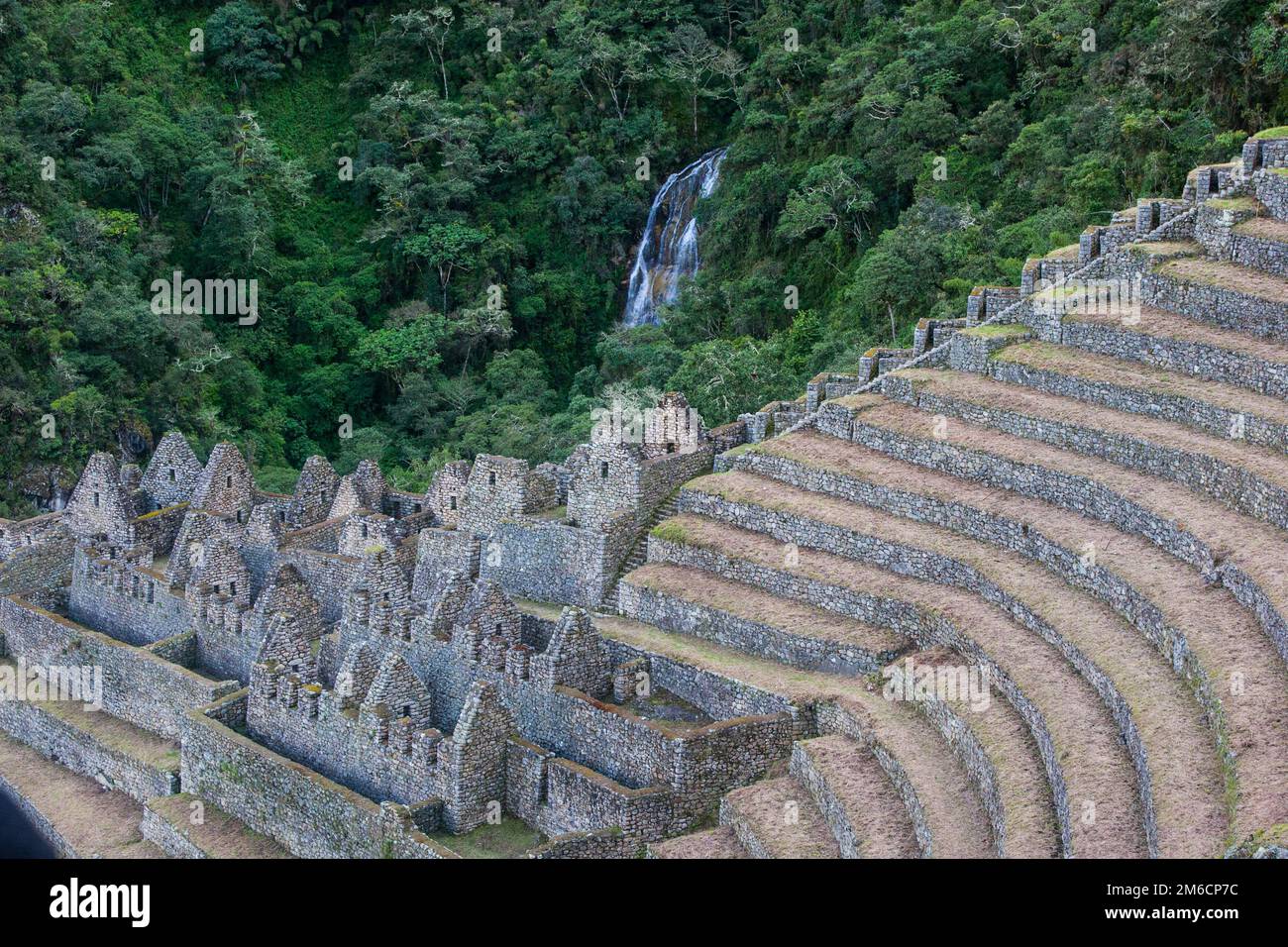 Magiche antiche rovine sulla strada per Machu Picchu, Perù Foto Stock