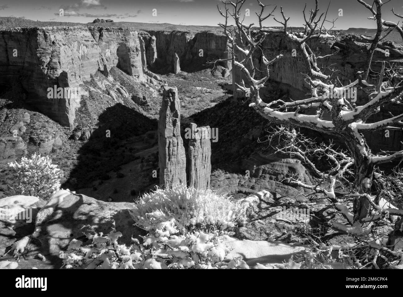 Fotografia da Spider Rock Overlook, Canyon de Chelly National Monument, Chinle, Arizona, USA. Foto Stock