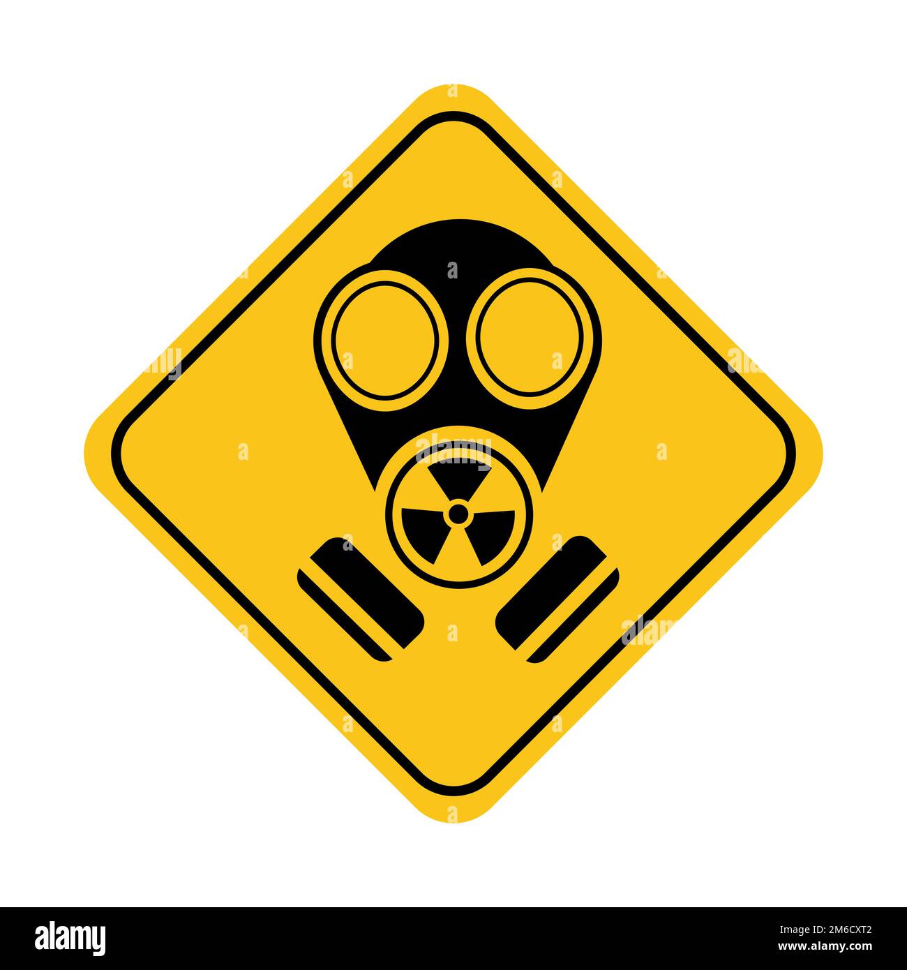 Semplice disegno di un cartello con maschera a gas, avvertimento di pericolo Foto Stock