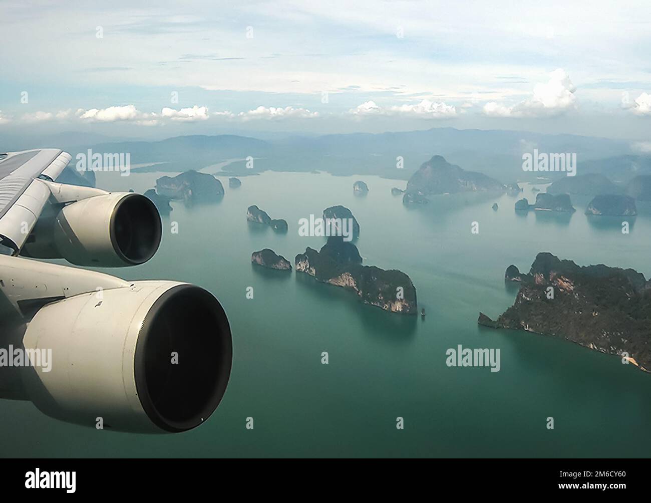 La vista dalla finestra di un piano passeggeri durante Foto Stock