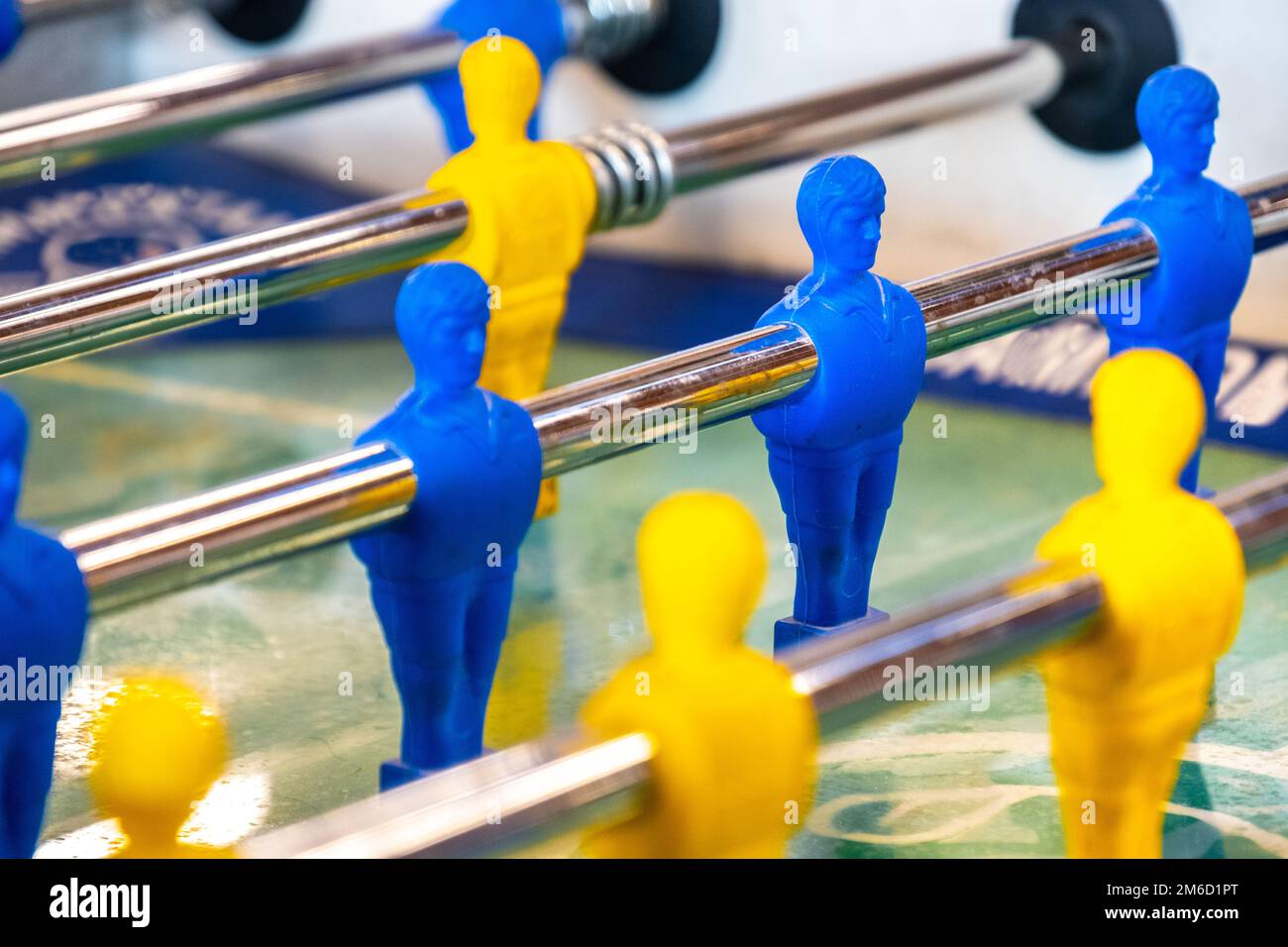 Calcio balilla sfondo la nazionale italiana Azzurri Foto Stock