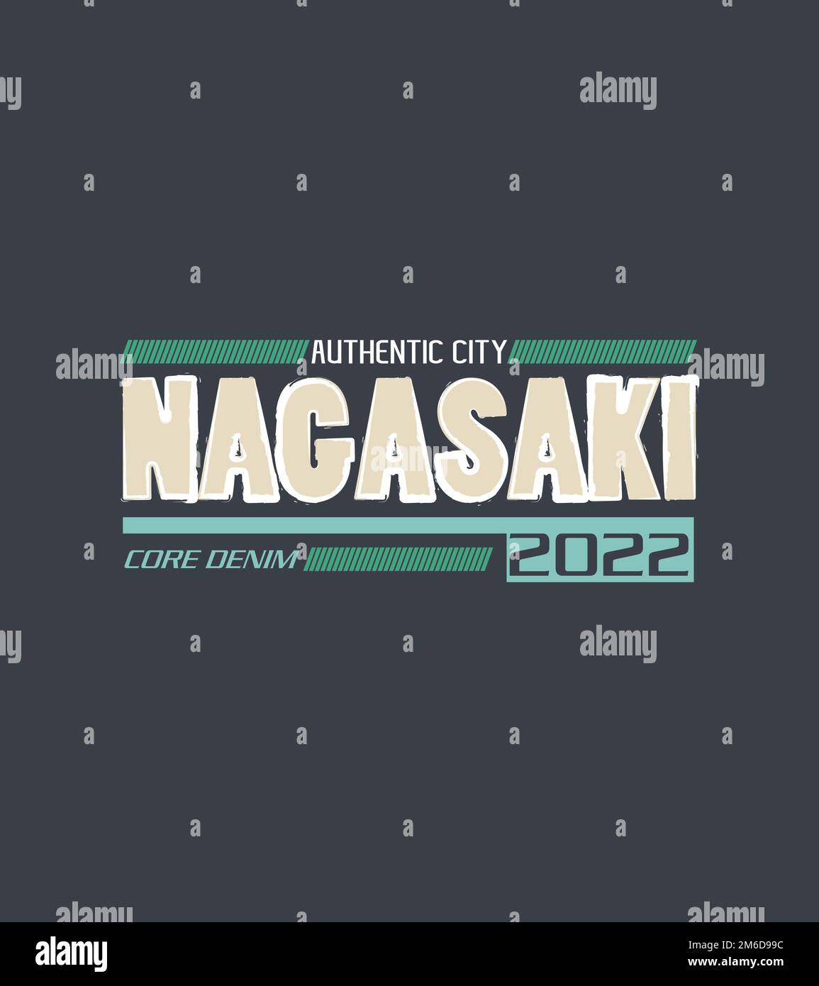 Nagasaki 2022 Stroke Brush Stroke Banner Vector T-shirt e abbigliamento alla moda Illustrazione Vettoriale