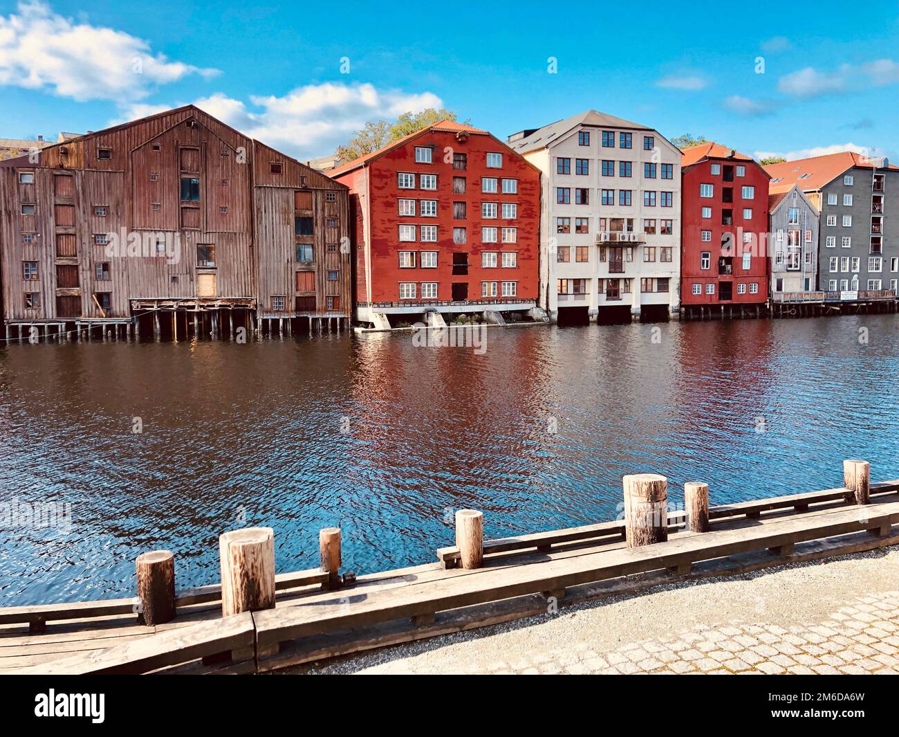 Famose case di stoccaggio in legno a Trondheim, Norvegia Foto Stock