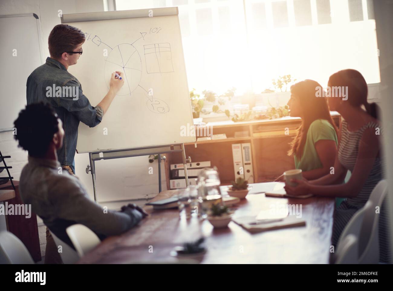 Il successo può richiedere molte ore. un gruppo di colleghi in una sala riunioni. Foto Stock