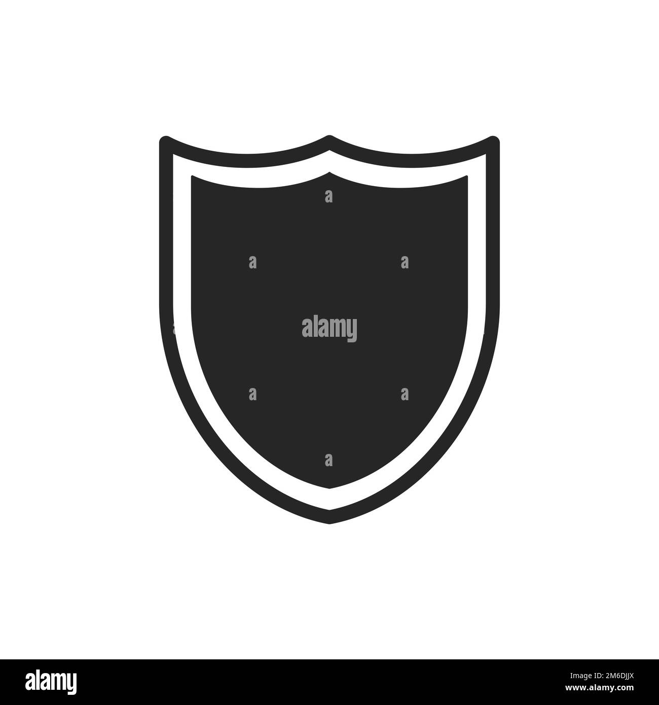 Icona del vettore di schermatura isolata. Segnale di sicurezza. Simbolo di difesa Internet. Icona di protezione della tecnologia Web. Foto Stock