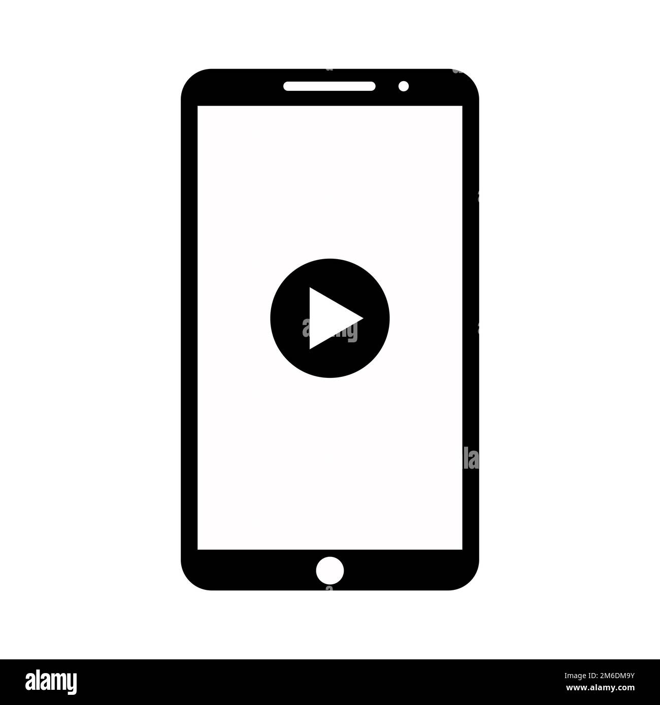 Lettore multimediale telefono con icone vettoriali. Applicazione multimediale. Semplice icona del lettore. Icona piatta. EPS 10. Foto Stock