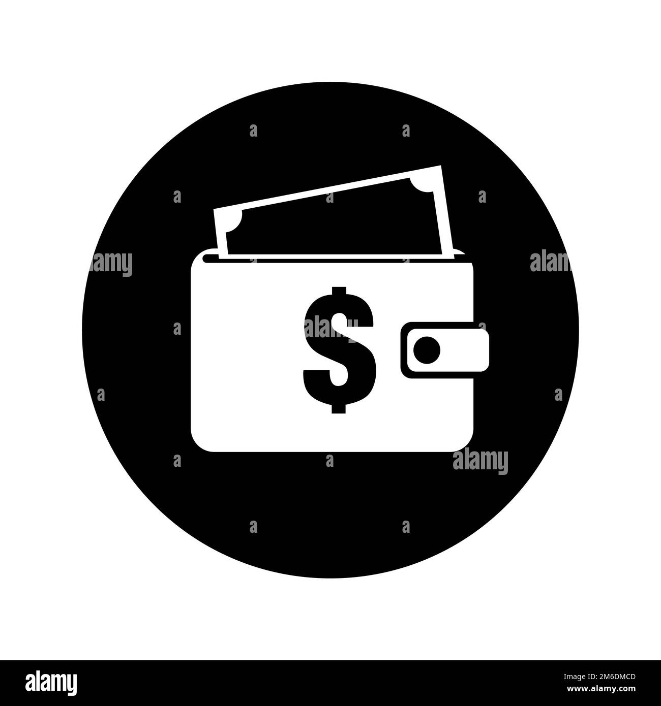 Icona vettoriale del portafoglio. Icona del denaro. Portafoglio con contanti. Portafoglio del dollaro. Deposita dollaro. Credito in denaro. Operazione riuscita. Design piatto. EPS 10. Foto Stock