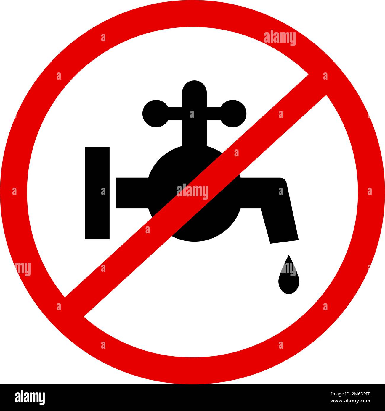 Non utilizzare il rubinetto dell'acqua. Uso del rubinetto vietato. Non eliminare l'acqua. Vettore modificabile. Illustrazione Vettoriale