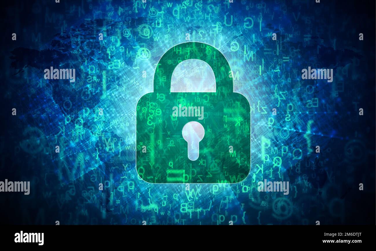 Concetto di certificazione di sicurezza della rete online.cifratura di sicurezza su internet.Business I.T. sfondo di privacy. Foto Stock