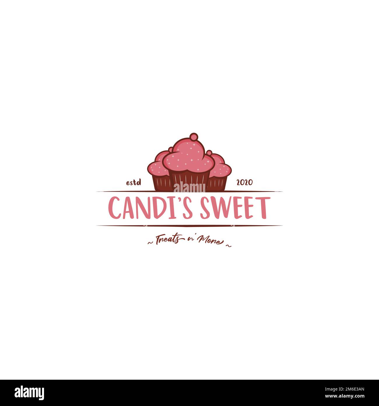 Modello di logo Sweet Shop. Semplice logo cupcake. Illustrazione Vettoriale
