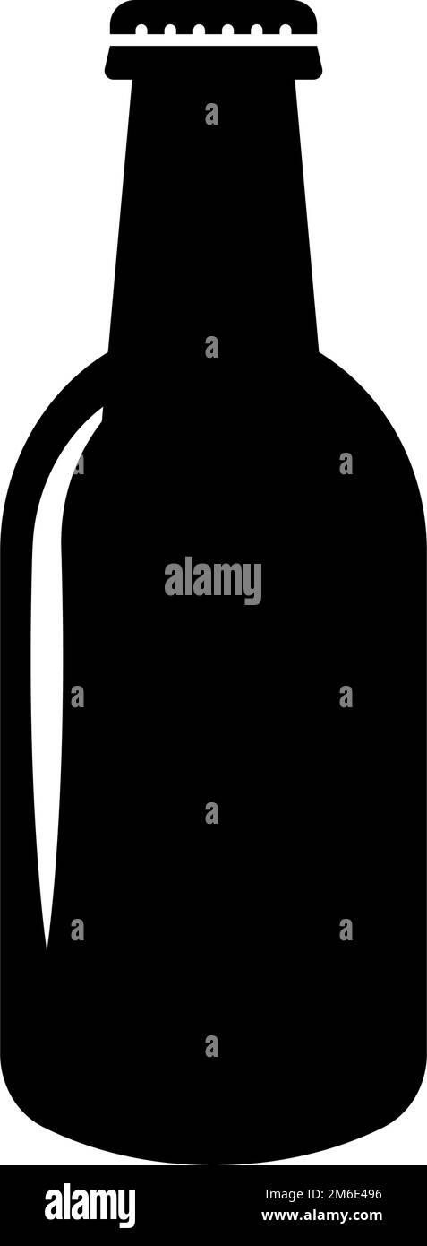 Icona della bottiglia di birra. Bottiglia di vino. Icona di silhouette alcolica. Vettore modificabile. Illustrazione Vettoriale