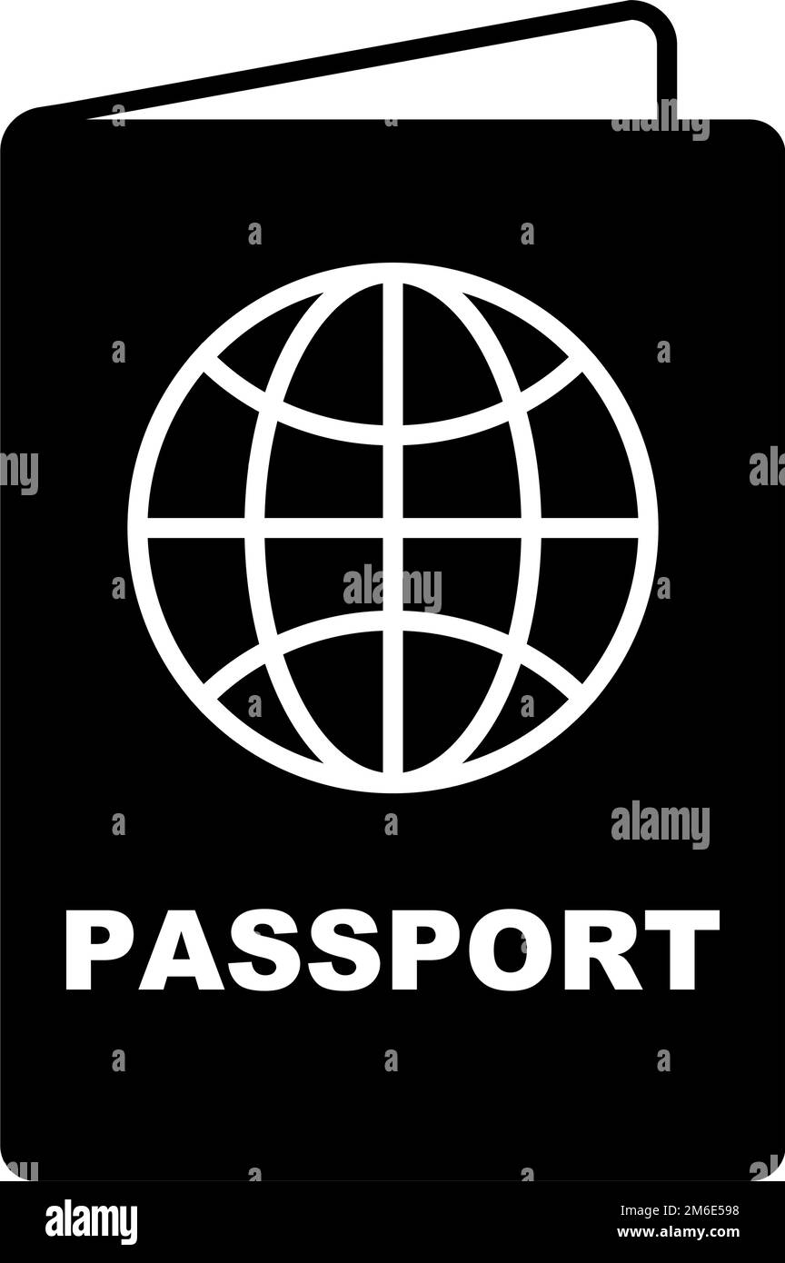 Icona della silhouette del libro dei passaporti. Passaporto per viaggi internazionali. Vettore modificabile. Illustrazione Vettoriale