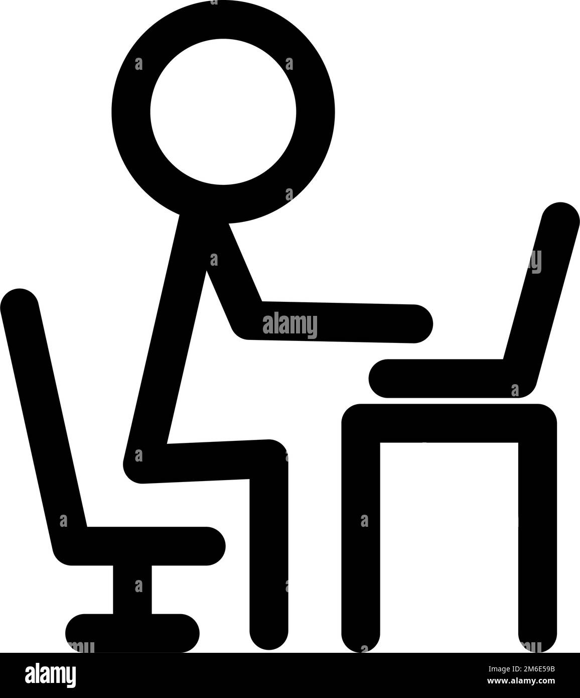 Icona di lavoro del computer. Lavoro con notebook. Vettore modificabile. Illustrazione Vettoriale