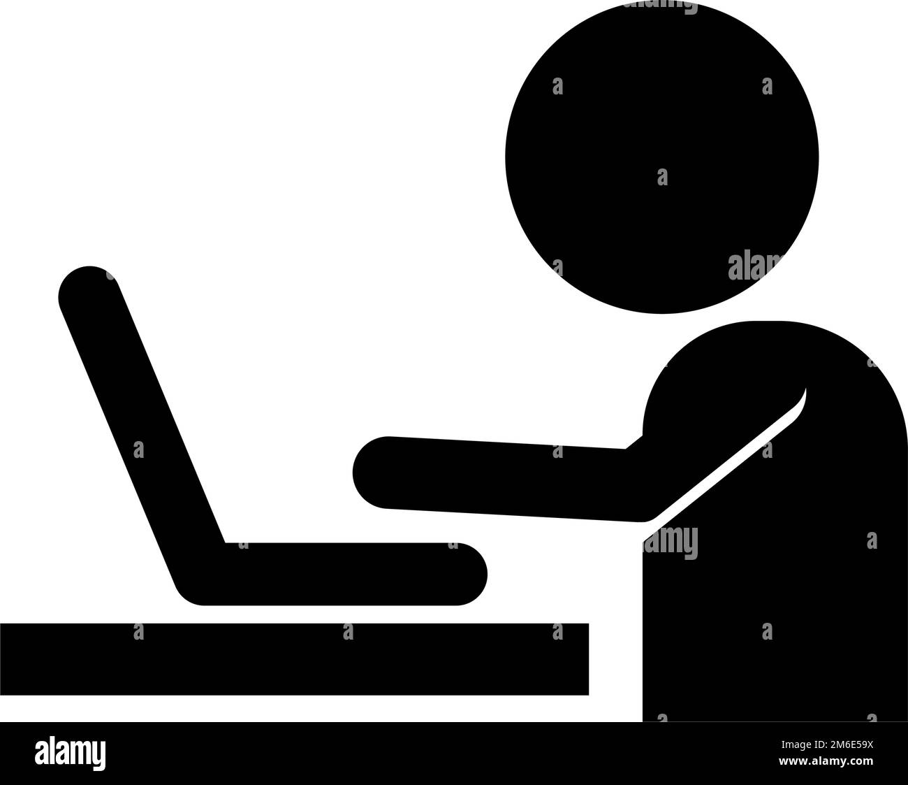 Icona della silhouette della scrivania del computer portatile. Vettore modificabile. Illustrazione Vettoriale