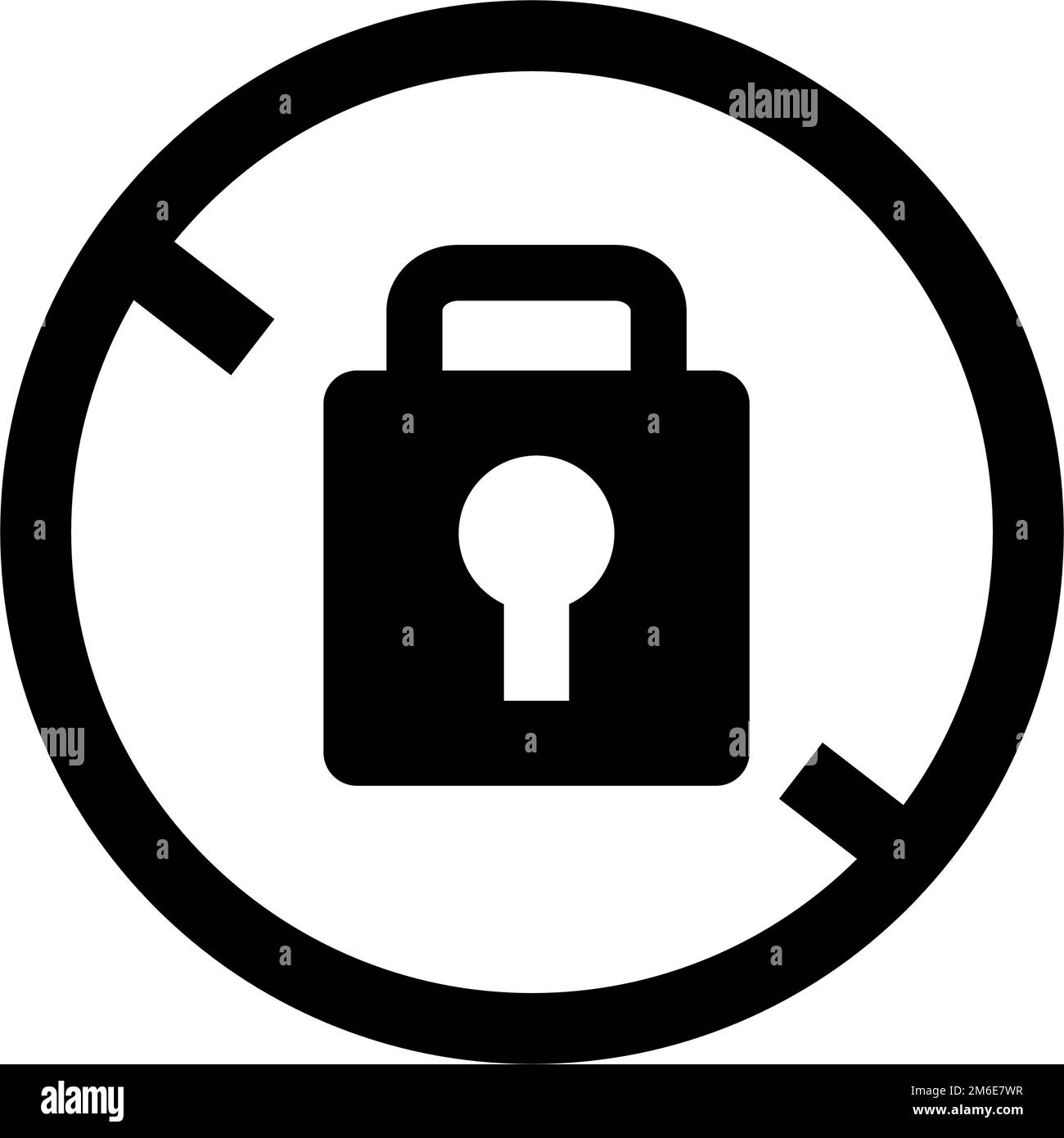 Icona lucchetto e silhouette di divieto. Icona Blocca. Sicurezza. Vettore modificabile. Illustrazione Vettoriale
