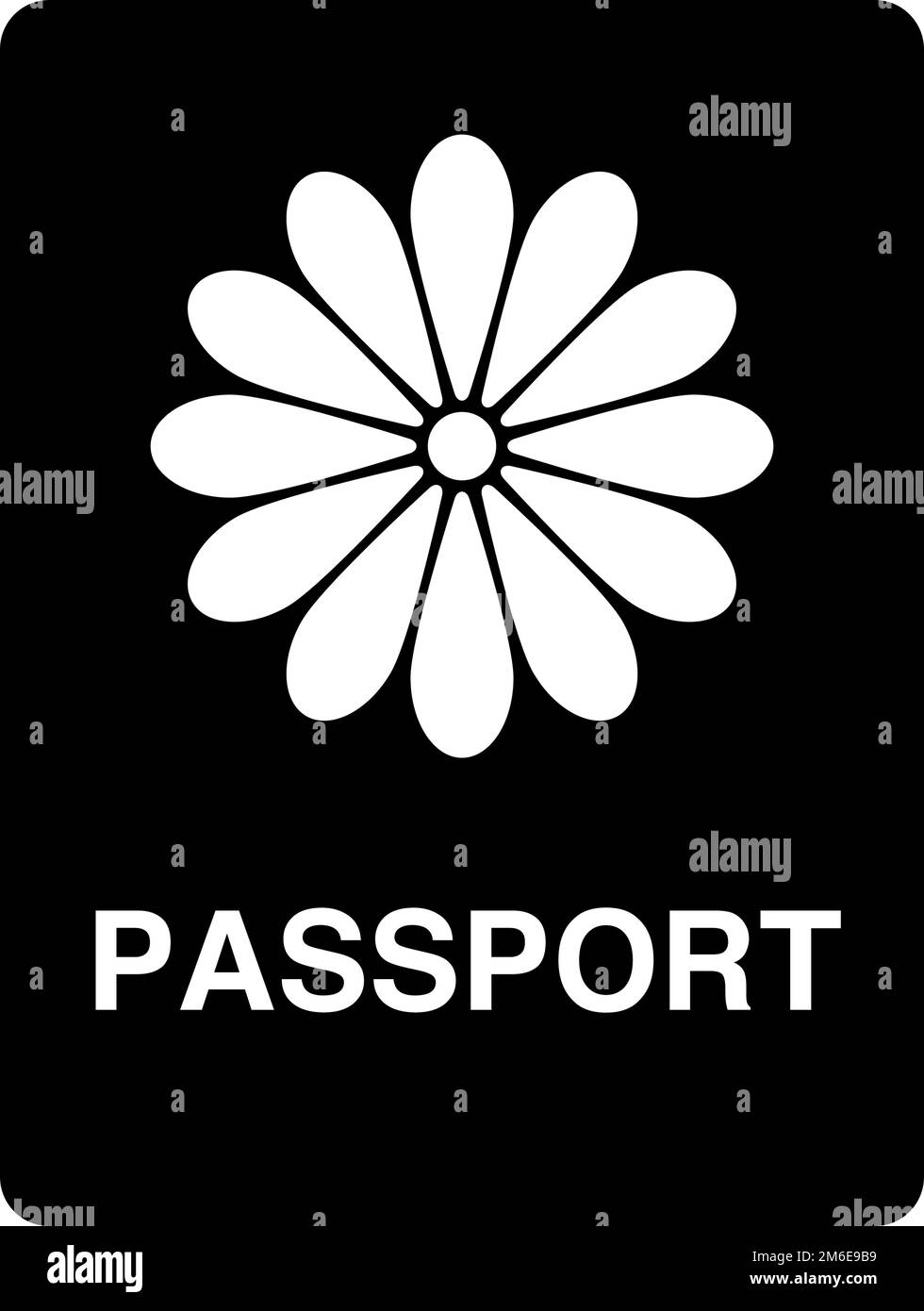 Icona giapponese della silhouette del passaporto. Vettore modificabile. Illustrazione Vettoriale