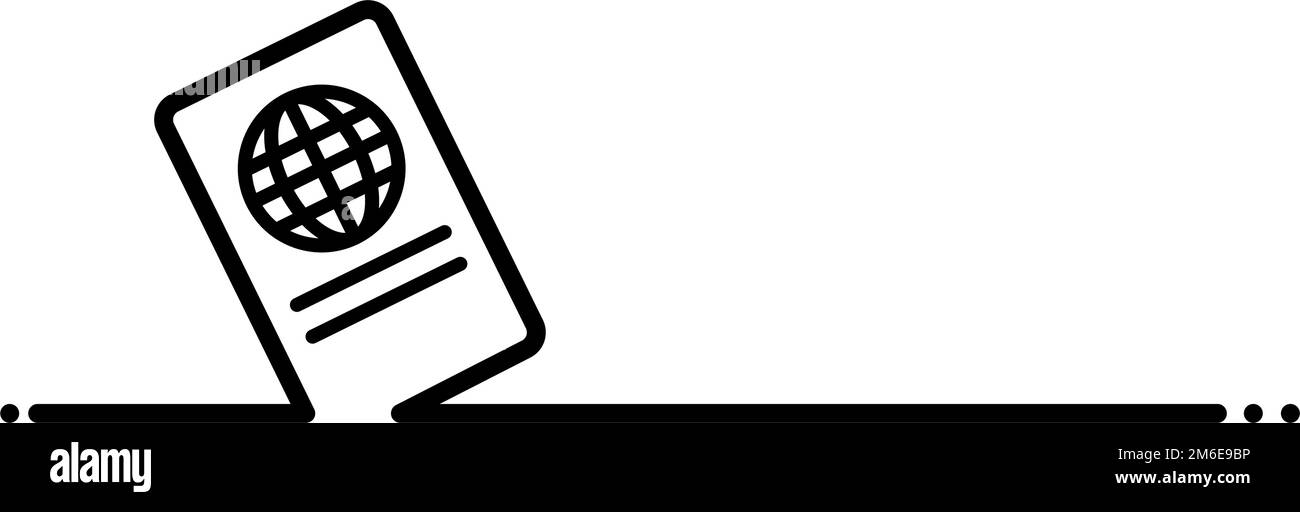 Sfondo con passaporto e spazio per la copia. Viaggi all'estero. Vettore modificabile. Illustrazione Vettoriale