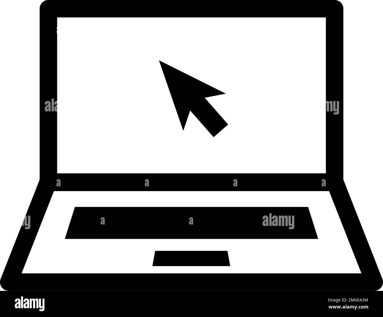 Puntatore per laptop e mouse. Funzionamento del calcolatore. Interfaccia utente. Vettore modificabile. Illustrazione Vettoriale