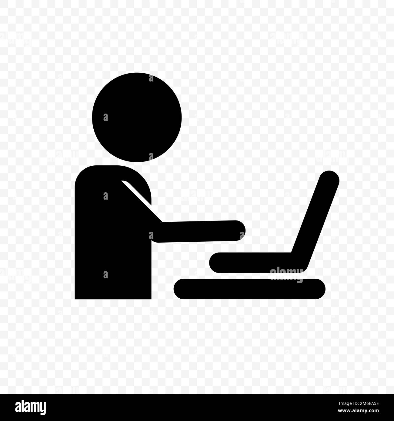 Icona di lavoro. Spazio di coworking. Scrivania. Vettore modificabile. Illustrazione Vettoriale