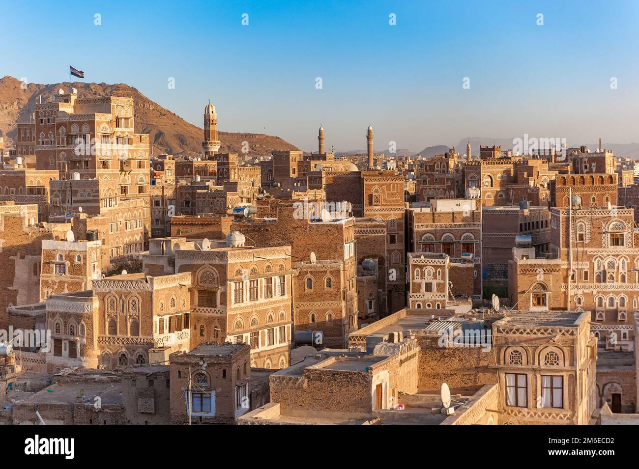 Panorama di Sanaa, capitale dello Yemen Foto Stock