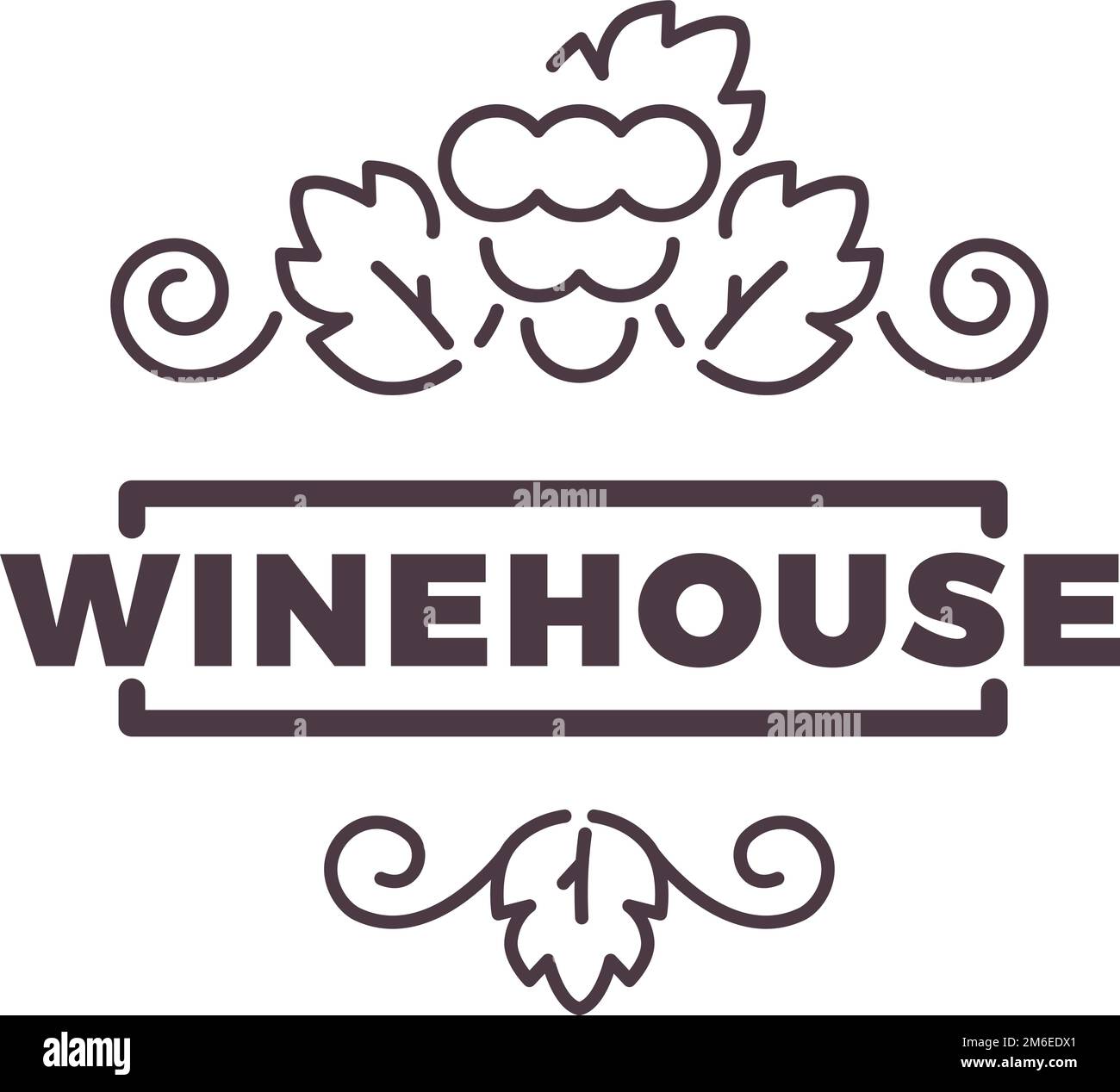 Logo della casa del vino. Emblema della fattoria dell'uva. Etichetta vigneto Illustrazione Vettoriale