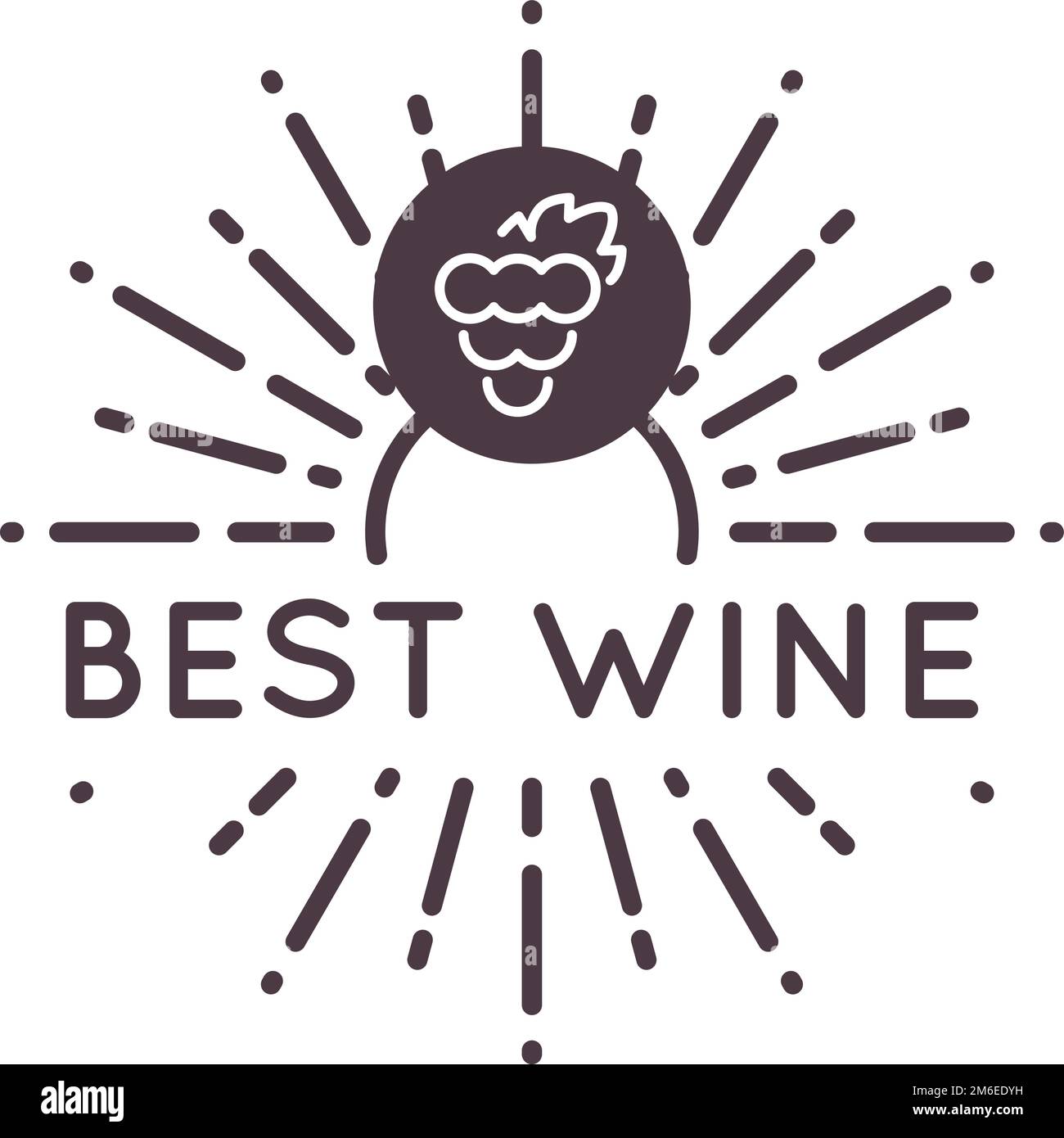 Migliore emblema del vino. Logo vigneto. Etichetta alcool Illustrazione Vettoriale