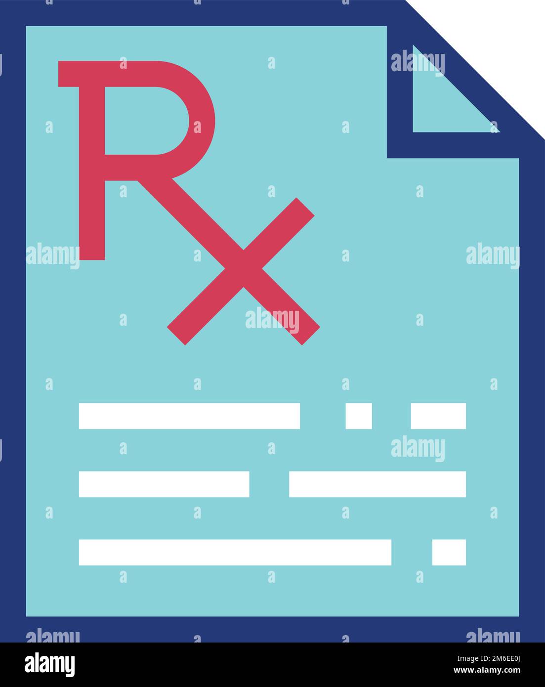 Icona di ricezione del farmaco. Prescrizione medica. Simbolo Rx Illustrazione Vettoriale