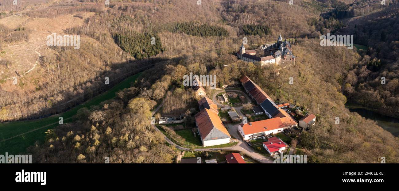 Blick auf Rammelburg im Harz Foto Stock