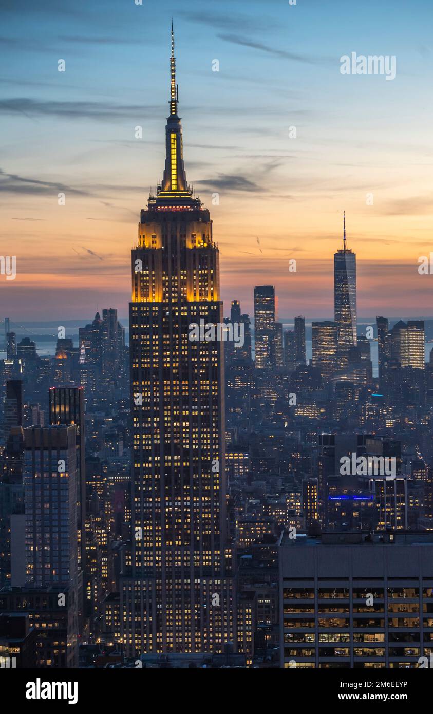 Empire state Building, One World Trade Centre, Foto Stock