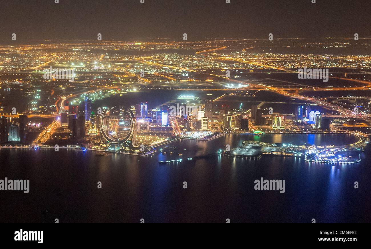 Una vista aerea di Doha, Qatar Foto Stock