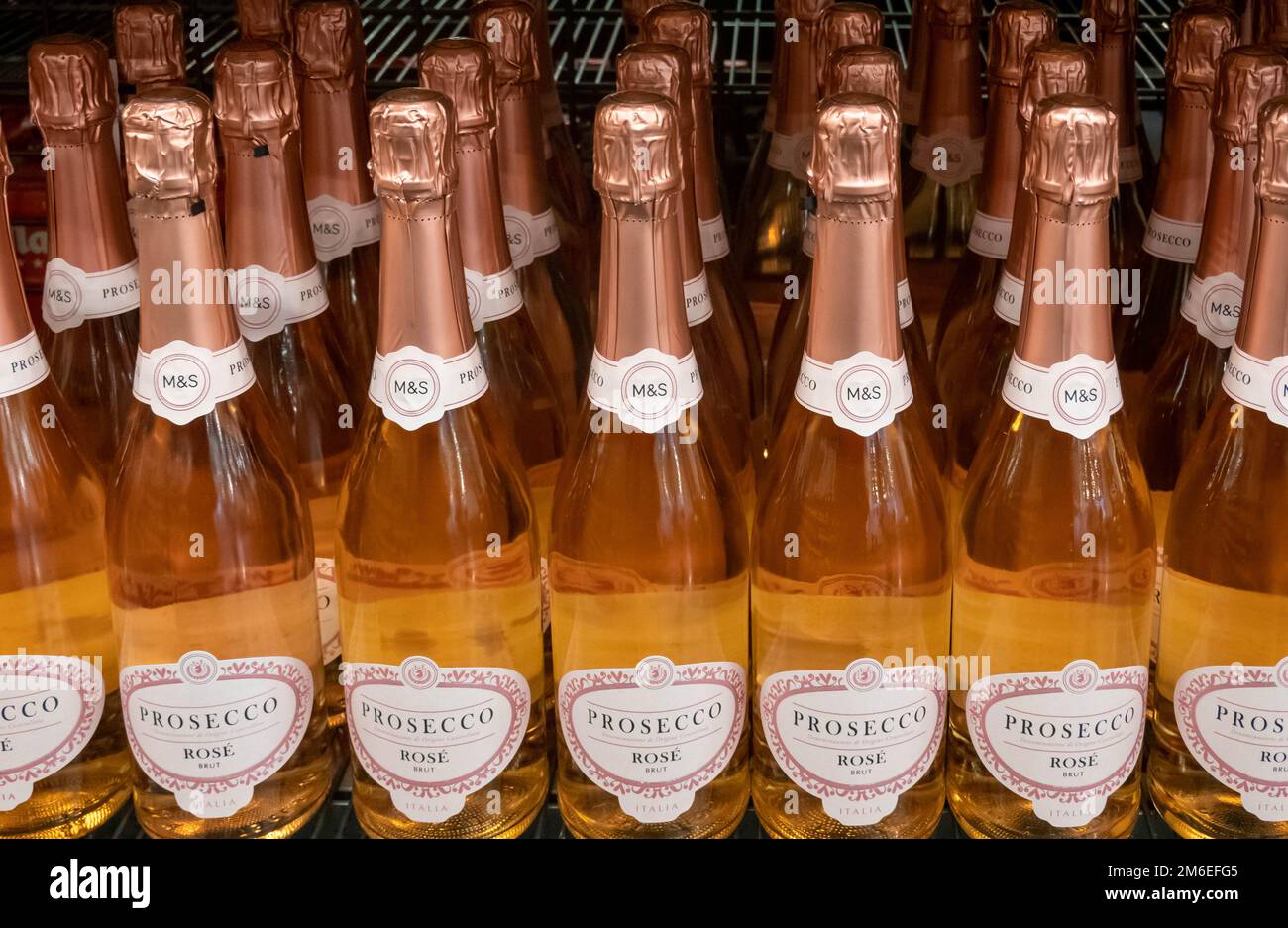 Bottiglie di Prosecco di rosa Foto Stock