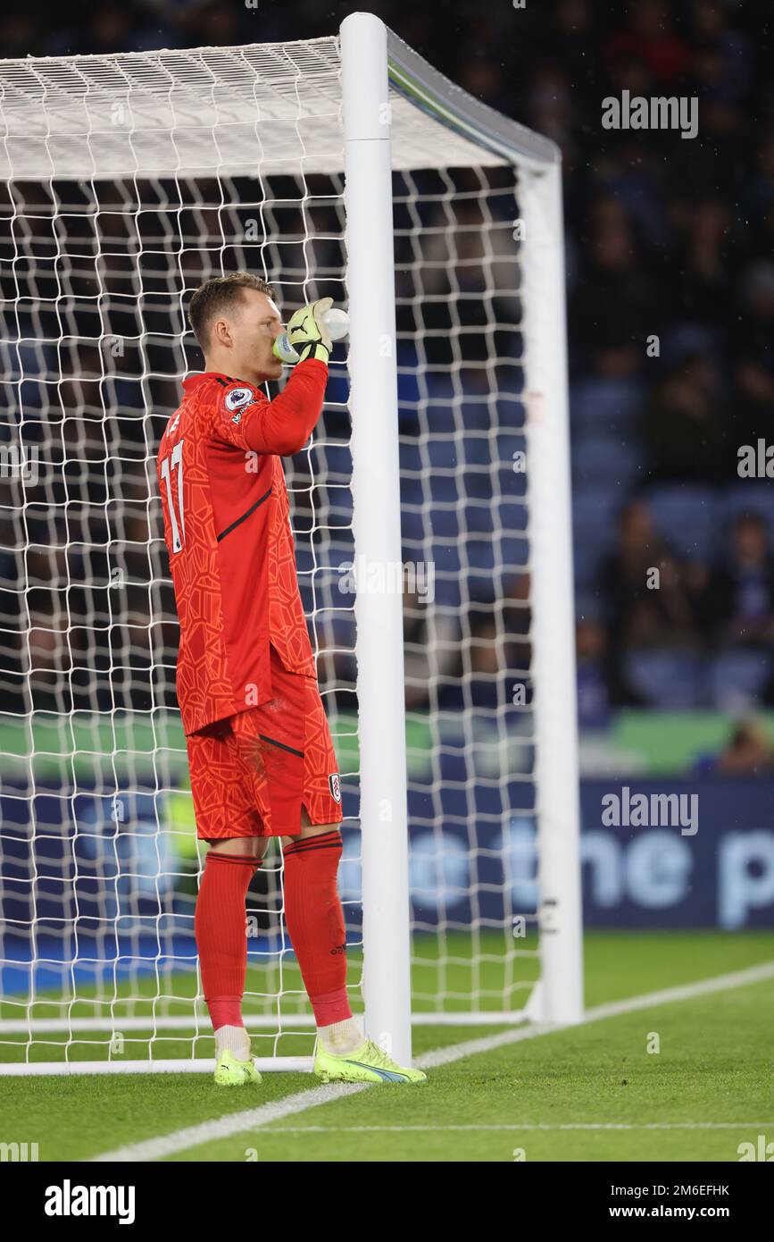 Leicester, Regno Unito. 03rd Jan, 2023. Bernd Leno (F) alla partita Leicester City contro Fulham EPL Premier League, al King Power Stadium di Leicester, regno unito, il 3 gennaio 2023. Credit: Paul Marriott/Alamy Live News Foto Stock