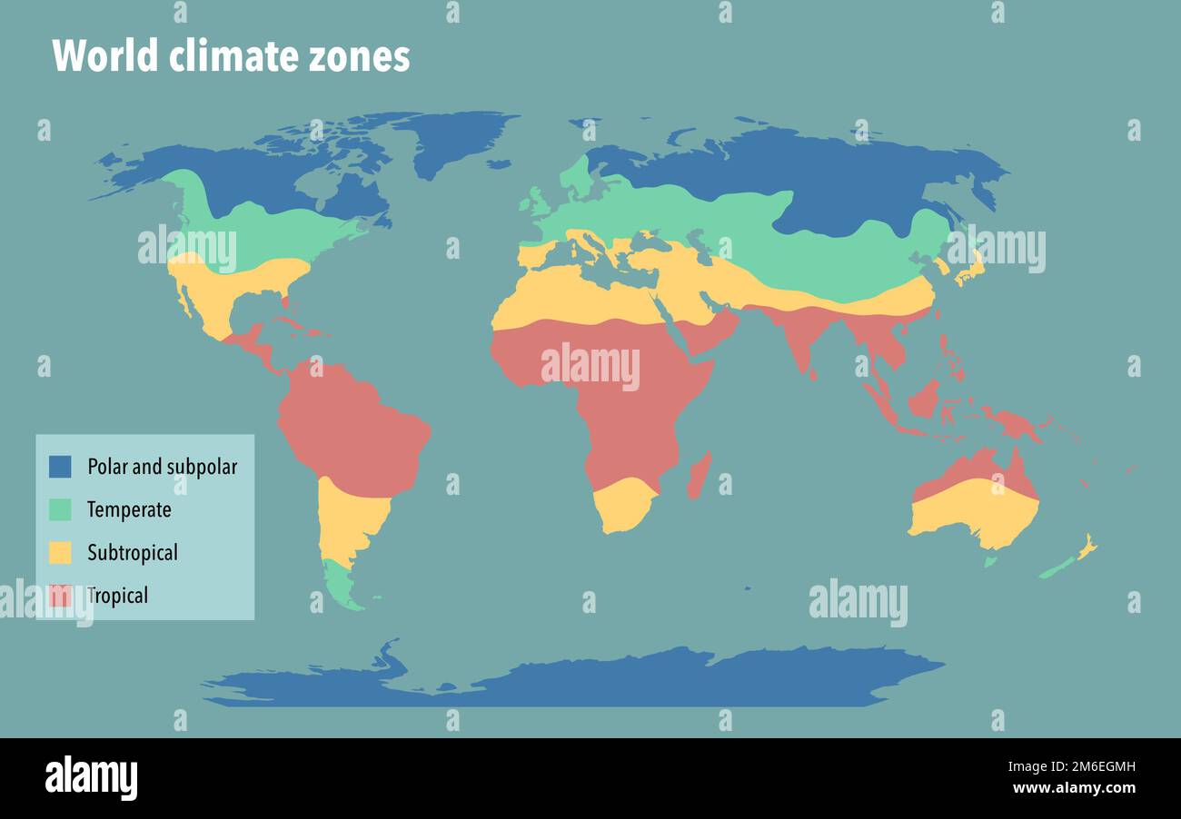 Mappa della zona climatica mondiale Foto Stock