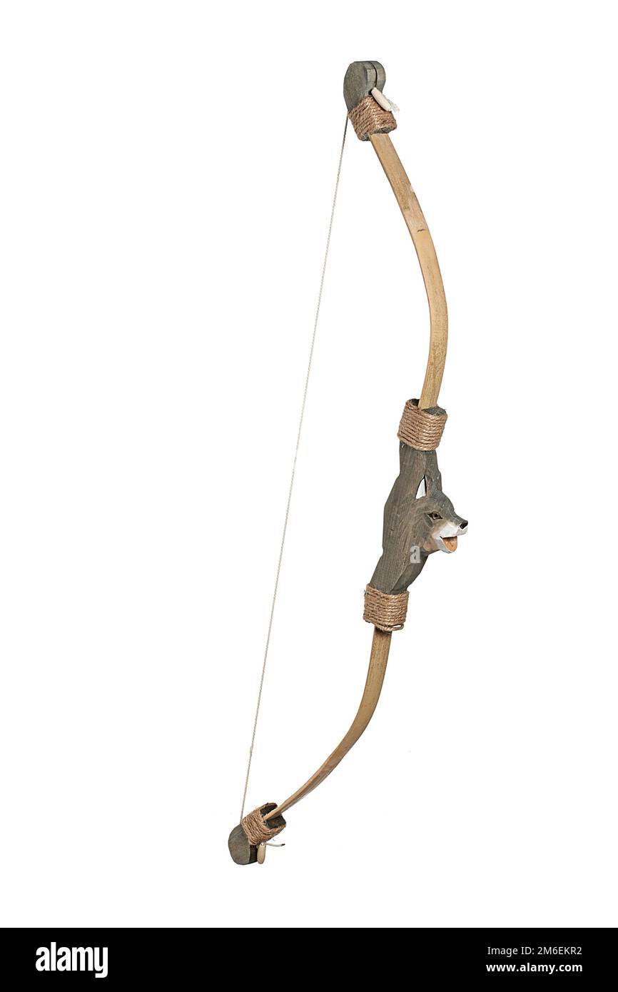 Arco a freccia. Arma da tiro con l'arco. Longbow in legno per adulti e bambini Foto Stock