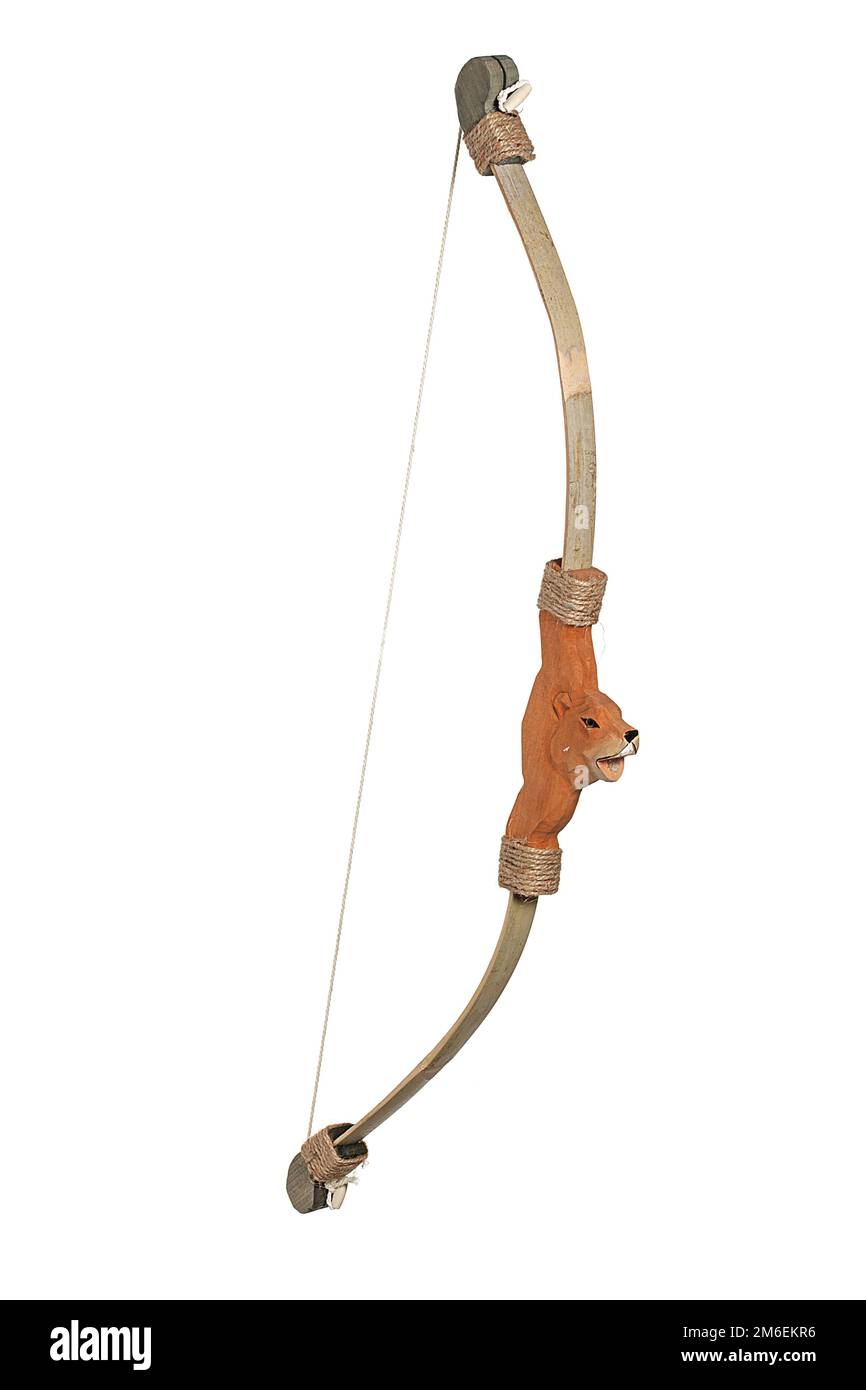 Arco a freccia. Arma da tiro con l'arco. Longbow in legno per adulti e bambini Foto Stock