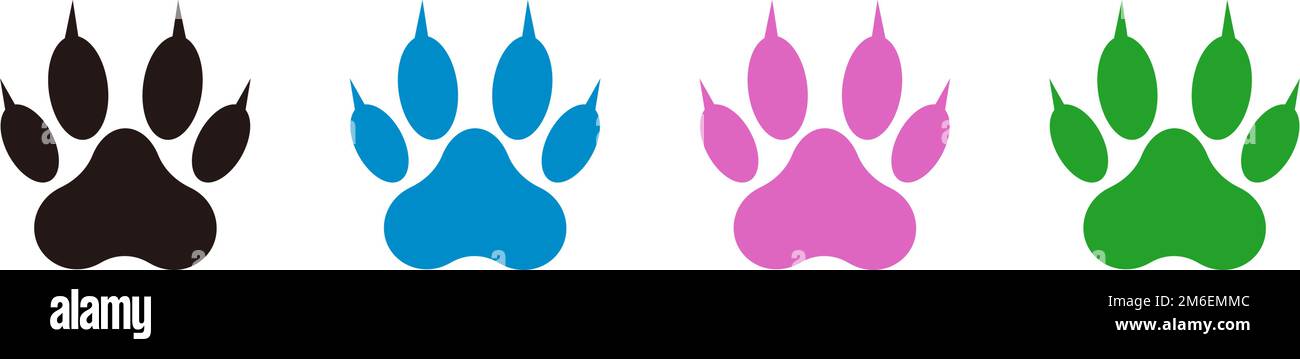 Set di icone Paw con artigli. Impronte PET. Cani e gatti. Vettore modificabile. Illustrazione Vettoriale