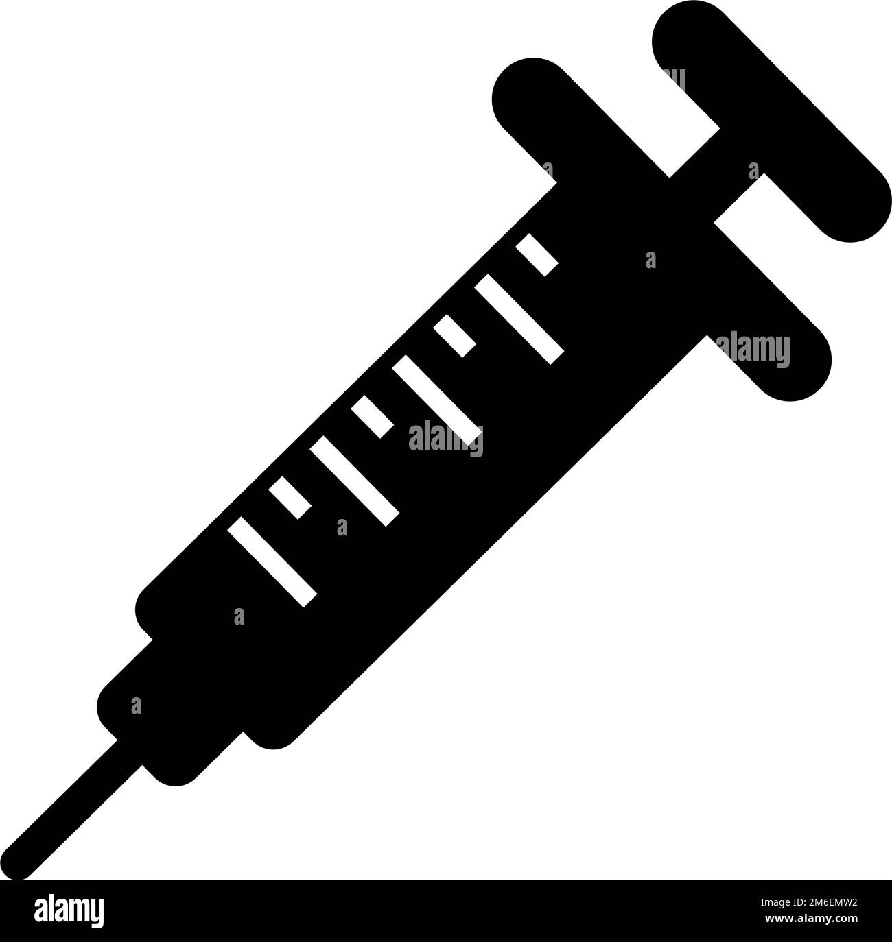 Icona della sagoma della siringa. Iniezione profilattica e medica. Vettore modificabile. Illustrazione Vettoriale