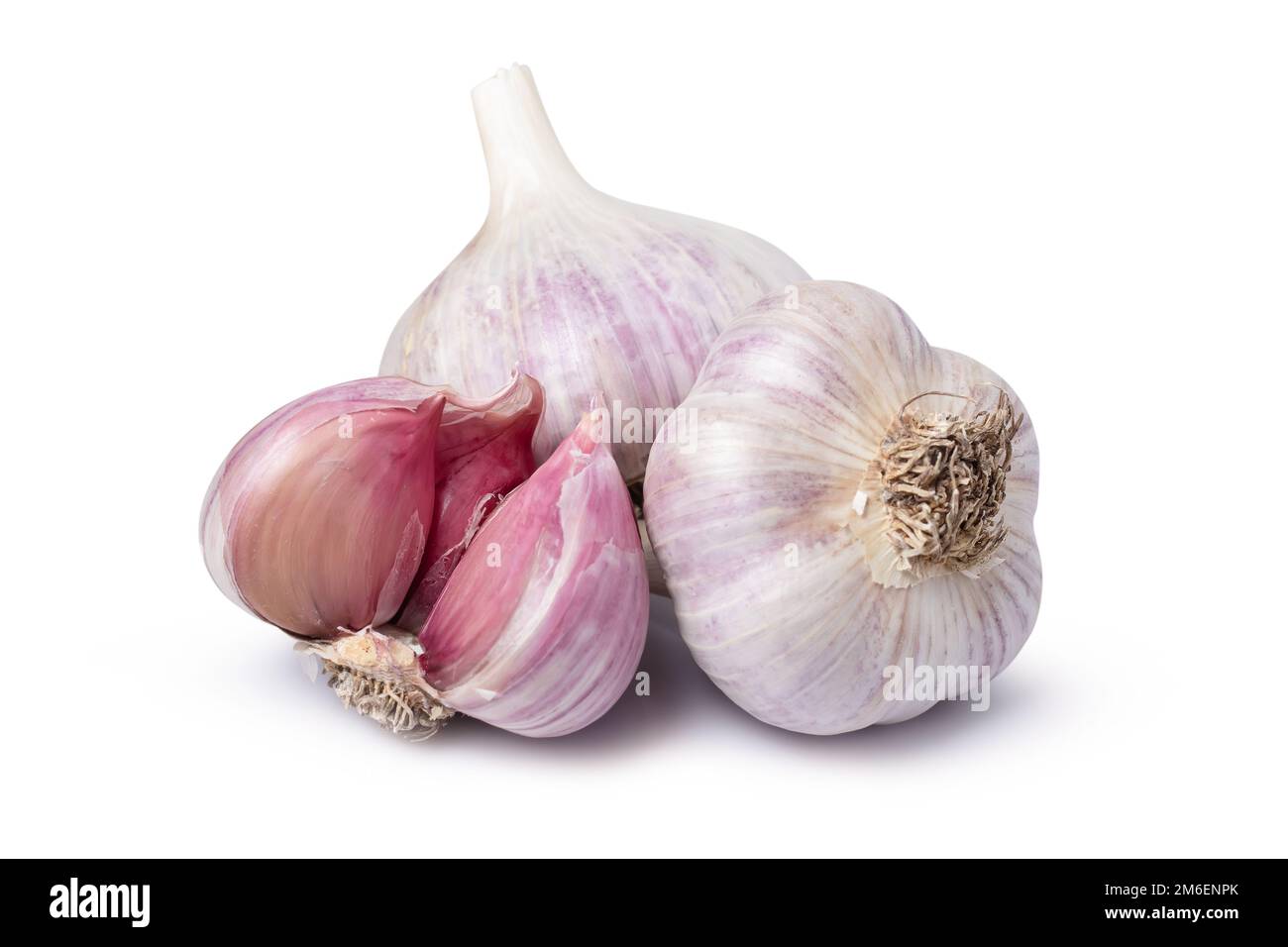 Aglio isolato. Aglio intero crudo isolato su fondo bianco. Foto Stock