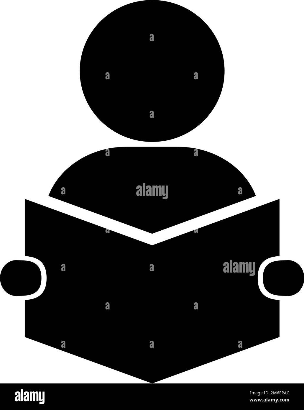 Icona della silhouette di lettura. Una persona che legge. Vettore modificabile. Illustrazione Vettoriale