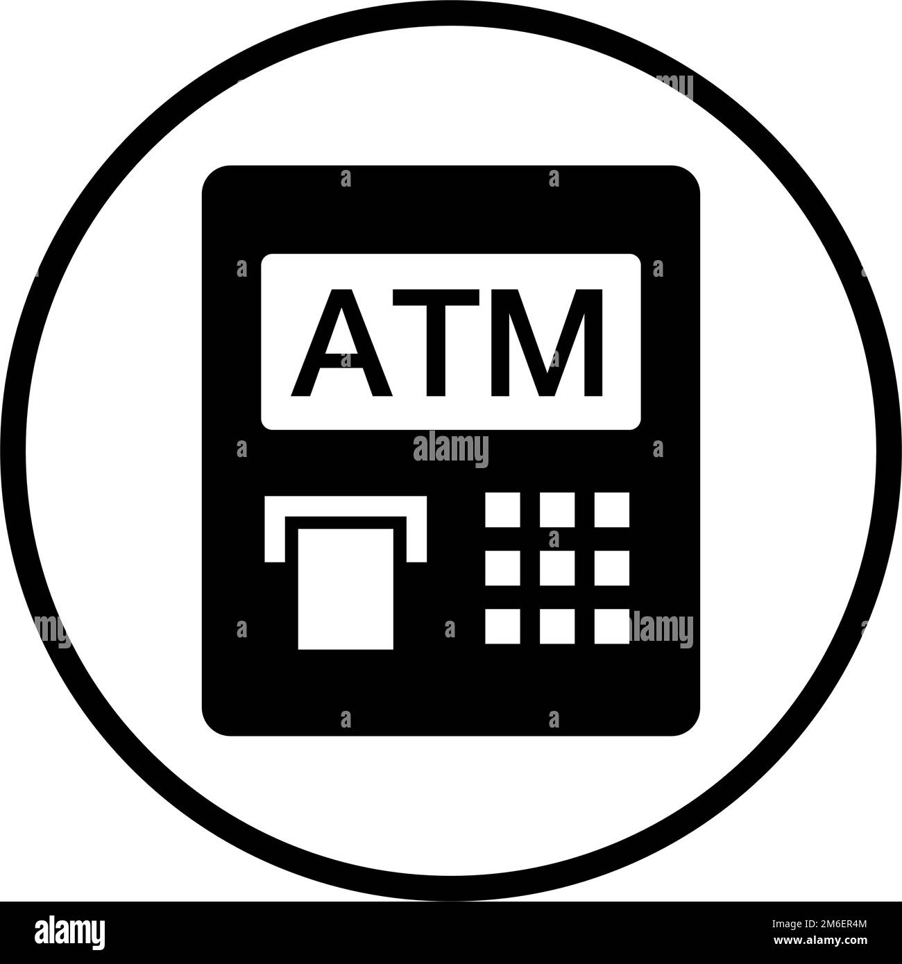 Icona ATM circolare. Sportello Bancomat. Vettore modificabile. Illustrazione Vettoriale