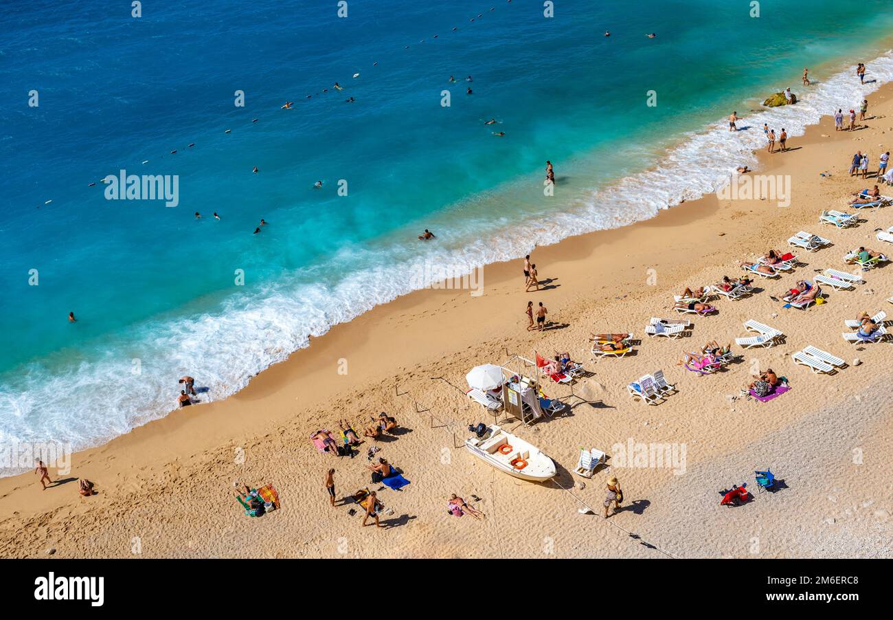 Spiaggia di Kaputas, una delle migliori spiagge della Turchia, Mar Mediterraneo. Foto Stock