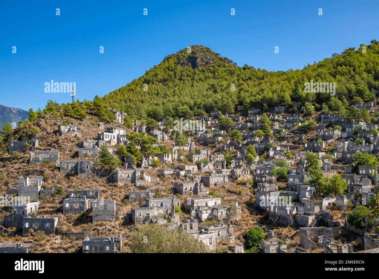 Villaggio abbandonato di Kayakoy, città fantasma vicino Fethiye, Turchia Foto Stock