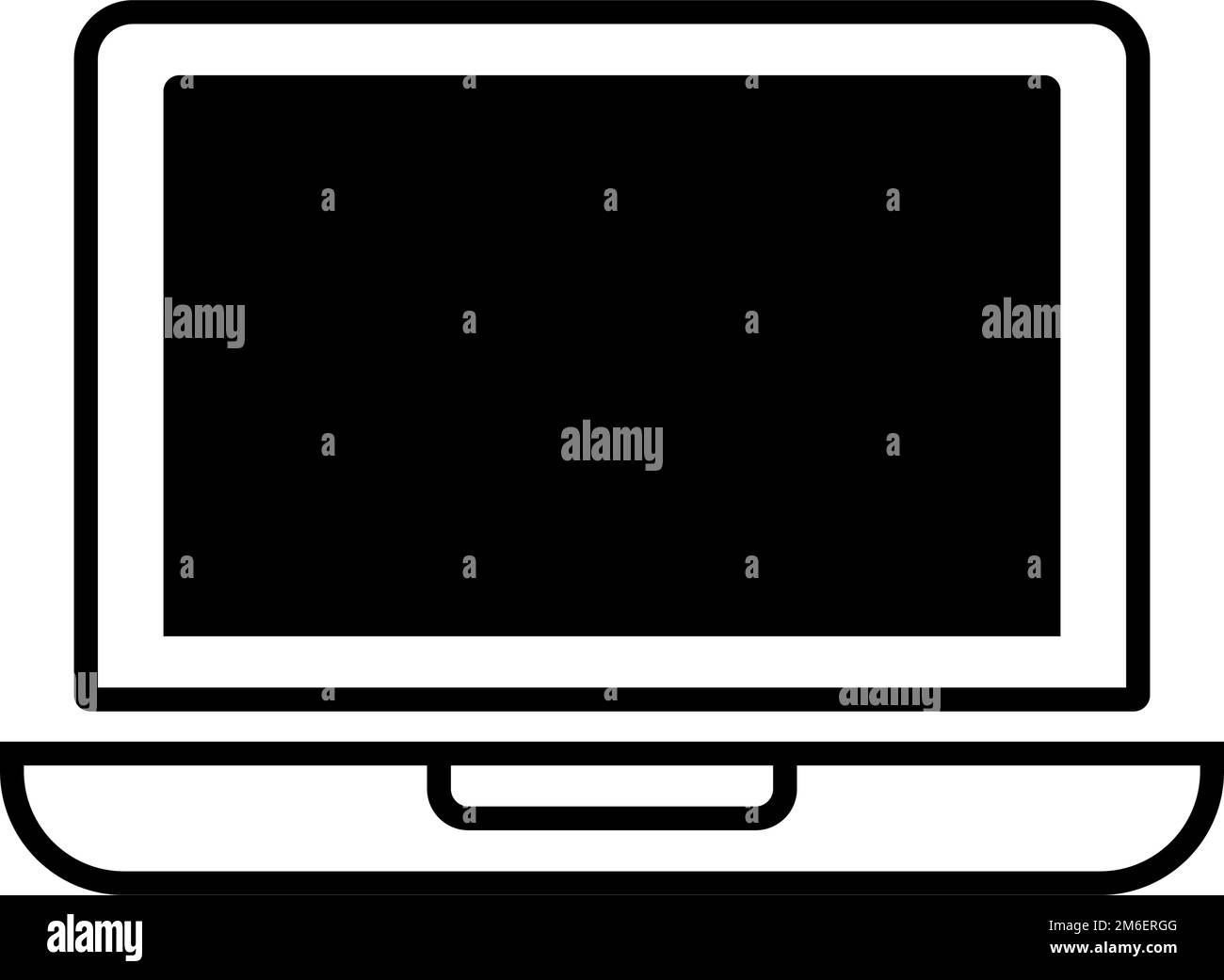 Icona del notebook con schermo nero pitch. Vettore modificabile. Illustrazione Vettoriale