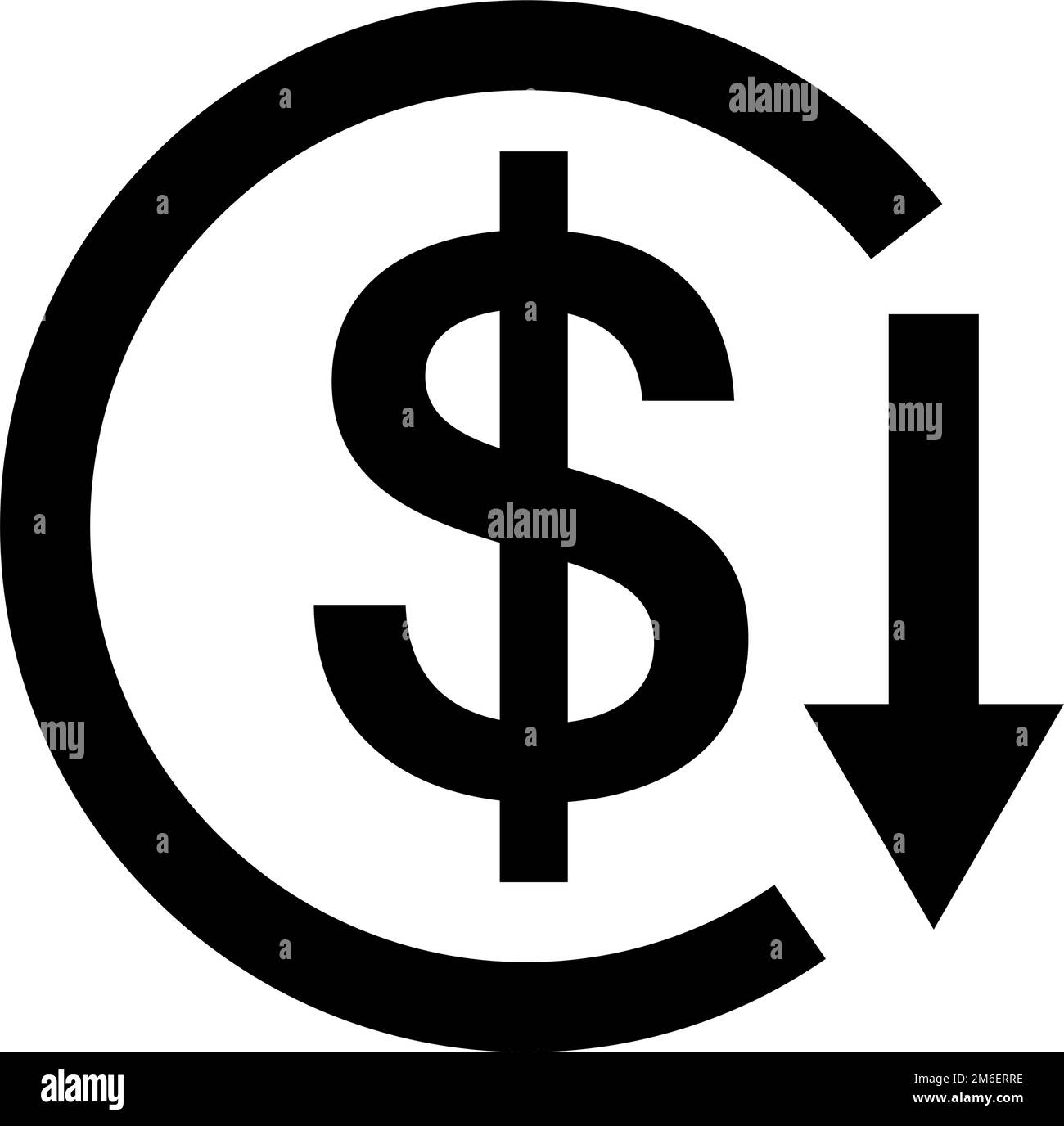 Crollo dei prezzi in dollari. Calo del prezzo in dollari. Vettore modificabile. Illustrazione Vettoriale