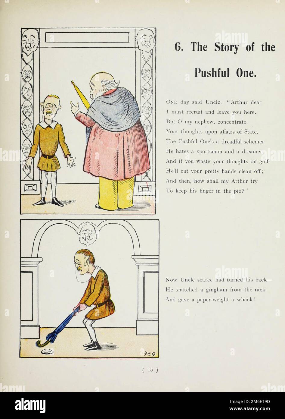 The Story of the Pushful One dal libro satirico ' The Political Struwwelpeter ' di Harold Begbie, 1871-1929, illustrato da Francis Carruthers Gould, 1844-1925, pubblicato a Londra : Grant Richards nel 1899 Foto Stock